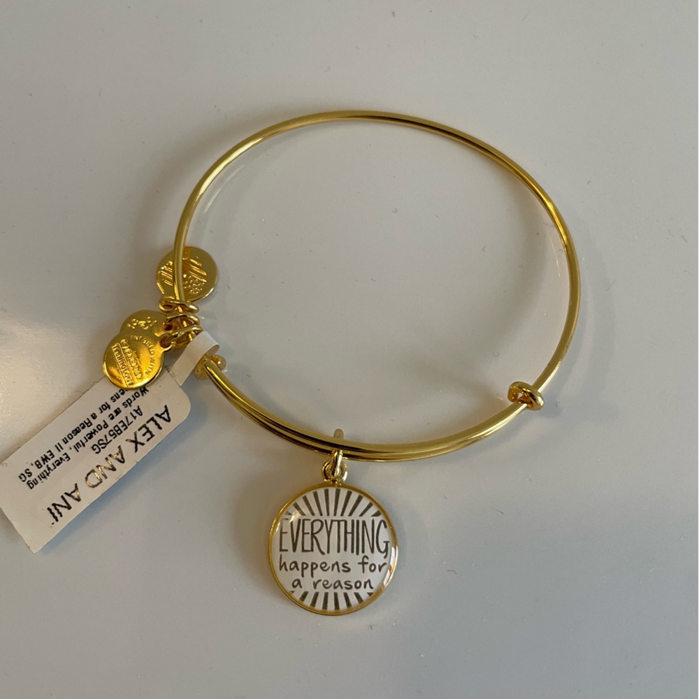 ❤️ ALEX AND ANI EVERYTHING HAPPENS FOR A REASON GOLD TONE BRACELET NEW
